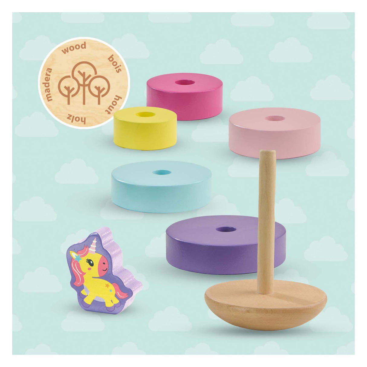 Ses tour à empiler en bois licorne