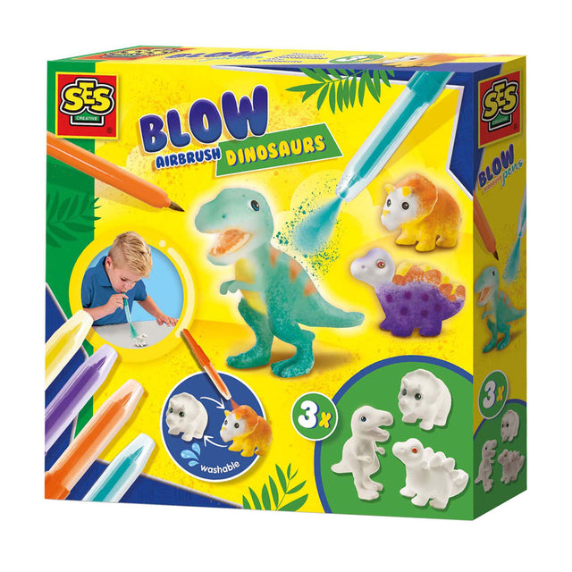 Ses creative 14295 soufflets - dinosaures - kit de bricolage créatif pour enfants à partir de 5 ans - décorez les dinosaures avec des soufflets - lavables et réutilisables - parfaits pour les amateurs de dinosaures