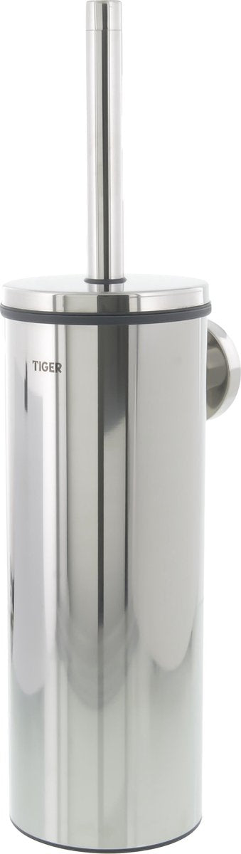 Tiger Boston - brosse WC avec support - brosse WC suspendue avec support - sans perçage - montage mural - perçage ou collage - acier inoxydable poli