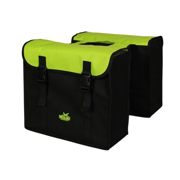 Sacoche de vélo double Greenlands 34 litres 37 x 33 x 14cm (2x) - noir vert lime