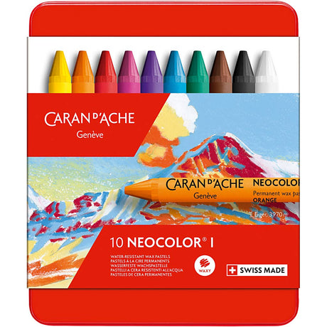 Caran dache caran d'ache neocolor i, l : 10 cm, épaisseur 8,5 mm, divers coloris, 10 pièces 1 boîte