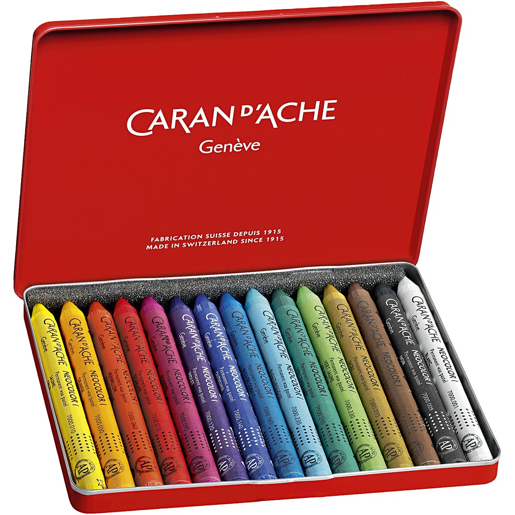 Caran dache caran d'ache neocolor i, l : 10 cm, épaisseur 8,5 mm, divers coloris, 15 pièces 1 boîte
