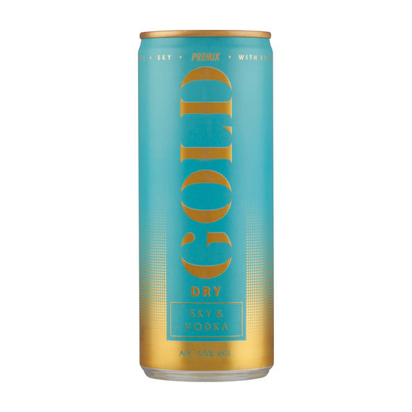 Gold dry sky vodka blik (12x 250 ml)