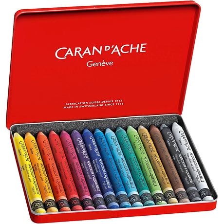 Caran dache caran d'ache neocolor ii, l : 10 cm, épaisseur 8,5 mm, divers coloris, 15 pièces 1 boîte
