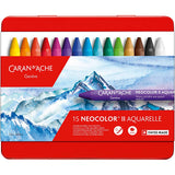 Caran dache caran d'ache neocolor ii, l : 10 cm, épaisseur 8,5 mm, divers coloris, 15 pièces 1 boîte