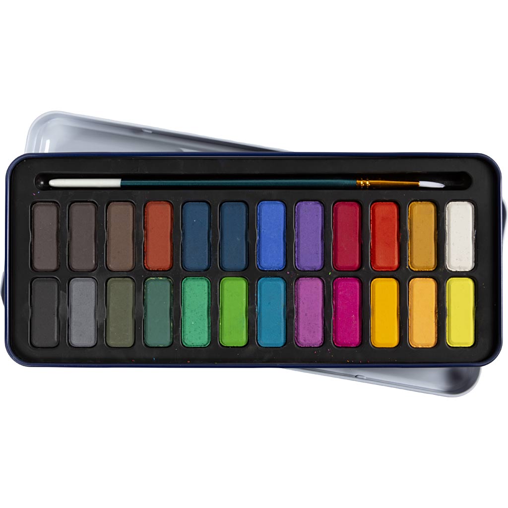 Set d'aquarelles Creativ company, format 12x30 mm, différentes couleurs, 24 couleurs 1 boîte