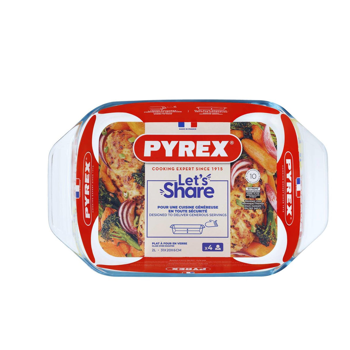 Plat à four en Pyrex 30x21cm verre 2,1l