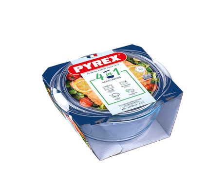 Plat de cuisson rond classique en Pyrex 2,1 l avec couvercle