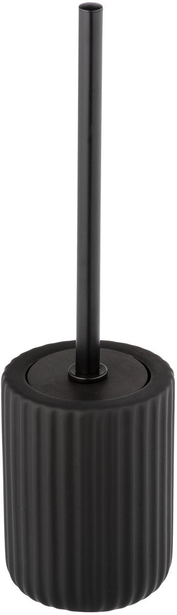 Wenko Porte-brosse WC Belluno en céramique noir mat - Brosse WC avec support - Brosse WC avec support autoportante - Surface soft touch