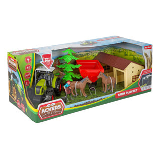 Set de ferme écurie + tracteur 7 pièces lumineux + son assortis