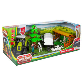 Set de ferme écurie + tracteur 7 pièces lumineux + son assortis