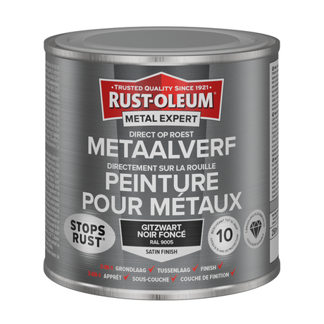 Rust-oleum 1071404 - metaalverf-zg -ral9005 -2500m direct op roest | 1 stuks