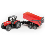 Tracteur Bruder Massey Ferguson rouge 7480 avec remorque