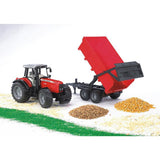 Tracteur Bruder Massey Ferguson rouge 7480 avec remorque
