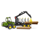 Tracteur Bruder John Deere 1210e avec pince à tronc d'arbre