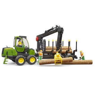 Tracteur Bruder John Deere 1210e avec pince à tronc d'arbre