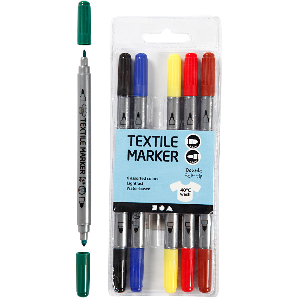Https : www.ccobby.nl marqueurs textiles-épaisseur de ligne-2-3-3-6-mm-couleurs standard-6-pièces-1-boîte