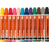 Marqueurs textiles, largeur de trait 2-4 mm, différentes couleurs, 12 pièces, 1 boîte