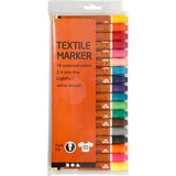 Marqueurs textiles, largeur de trait 2-4 mm, différentes couleurs, 18 pièces, 1 boîte