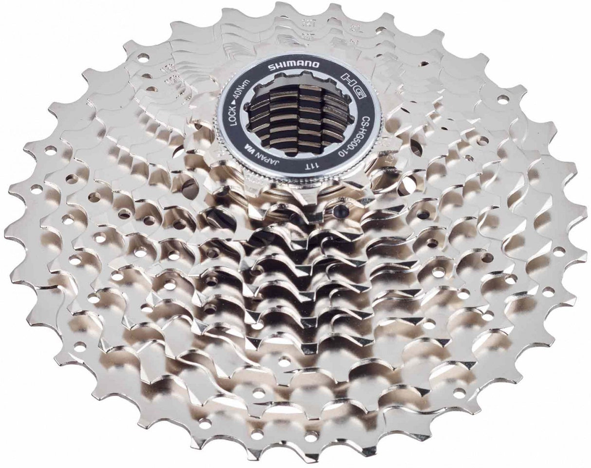 Shimano cassette 10 speed cs-hg500 12-28t - zilver (werkplaatsverpakking)