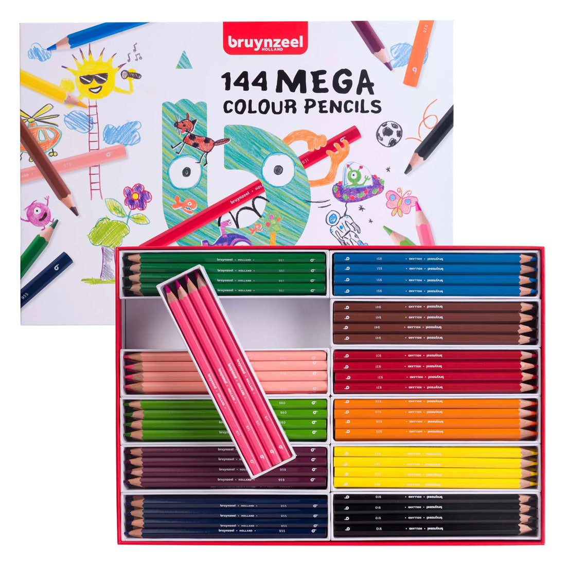 Ensemble de crayons de couleur méga Bruynzeel, 12x12 couleurs