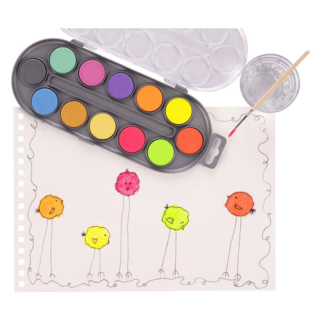 Ensemble d'aquarelles pour enfants Bruynzeel de 12 couleurs néon métalliques
