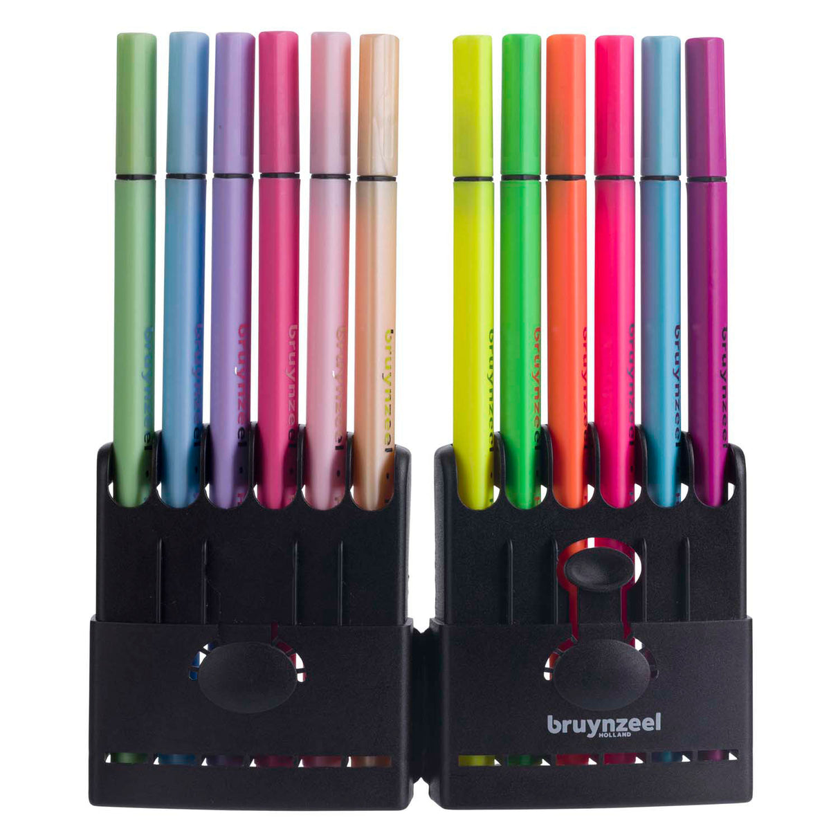 Bruynzeel fineliner set néon pastel, 12 couleurs