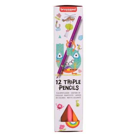 Ensemble de 12 crayons de couleur triples Bruynzeel