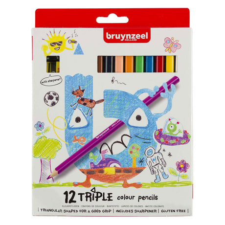 Ensemble de 12 crayons de couleur triples pour enfants Bruynzeel