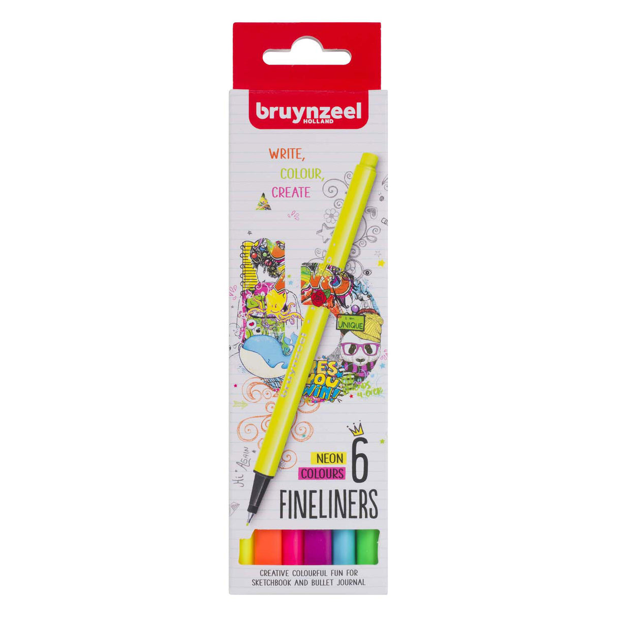 Bruynzeel set de feutres fins néon 6 couleurs