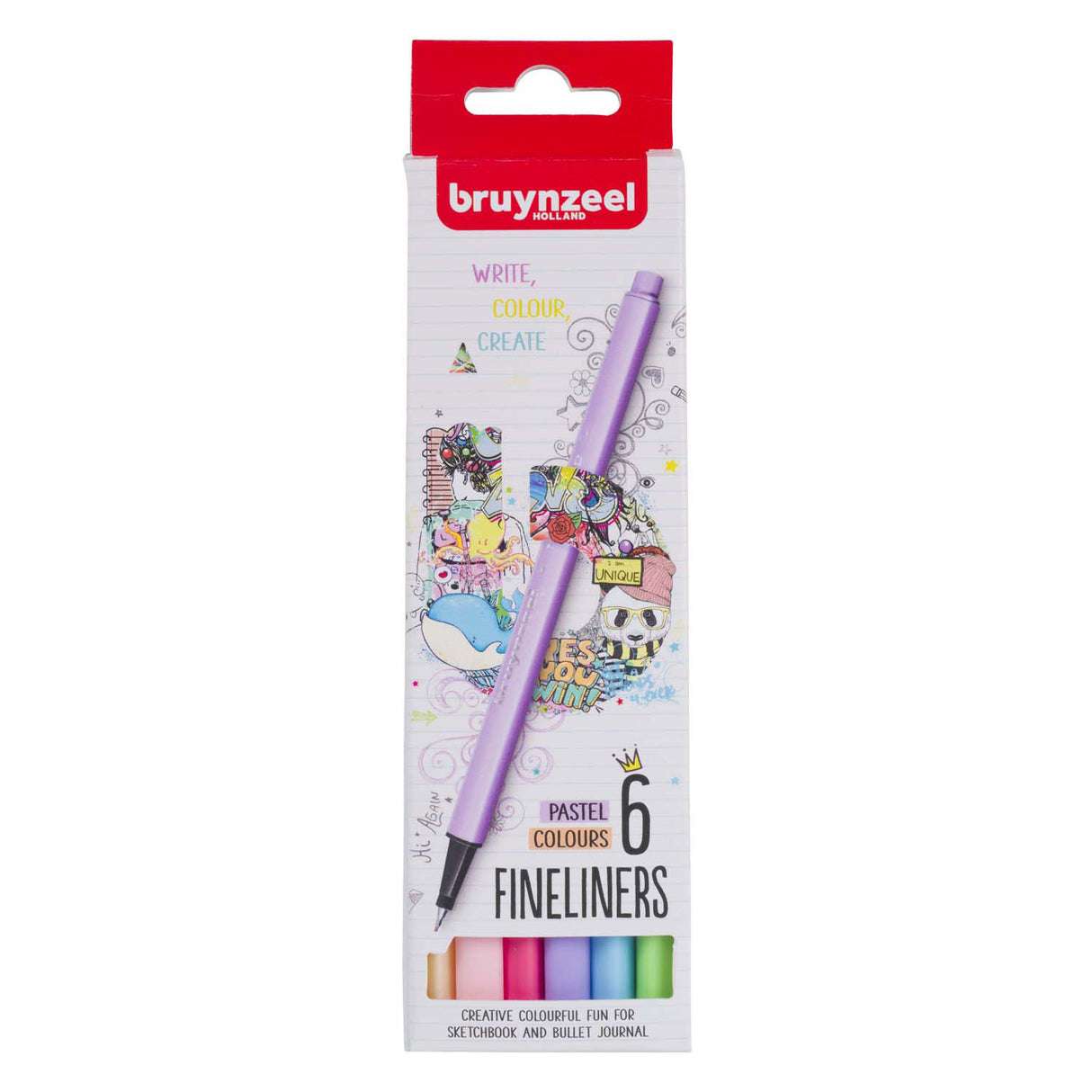 Bruynzeel set de feutres fins 6 couleurs pastel
