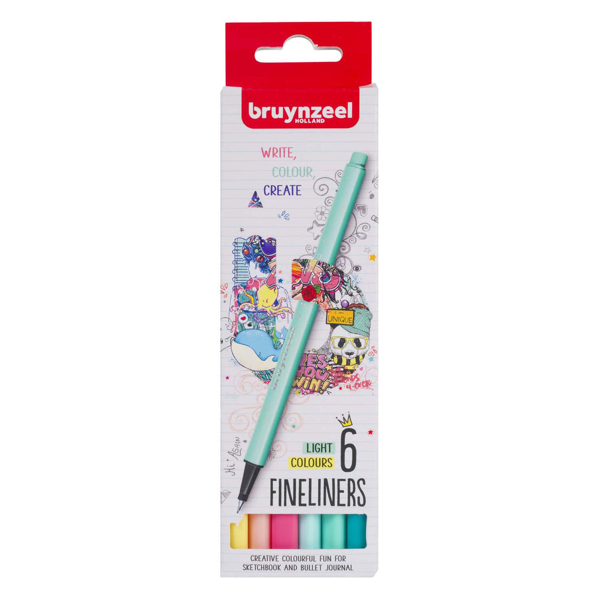 Bruynzeel set de feutres fins clairs 6 couleurs