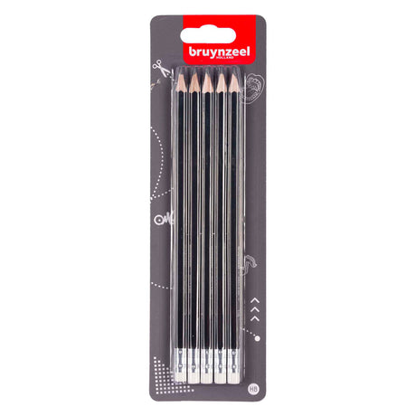 Set de crayons graphite Bruynzeel, 5 crayons HB avec gomme