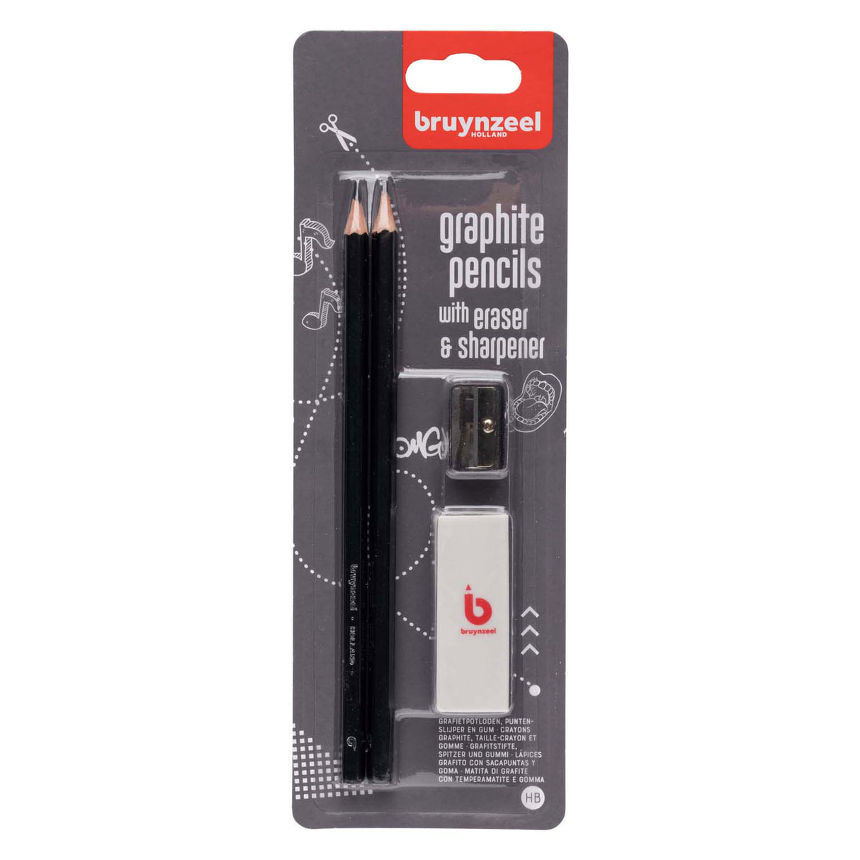 Ensemble de crayons graphite Bruynzeel, 4 pièces.