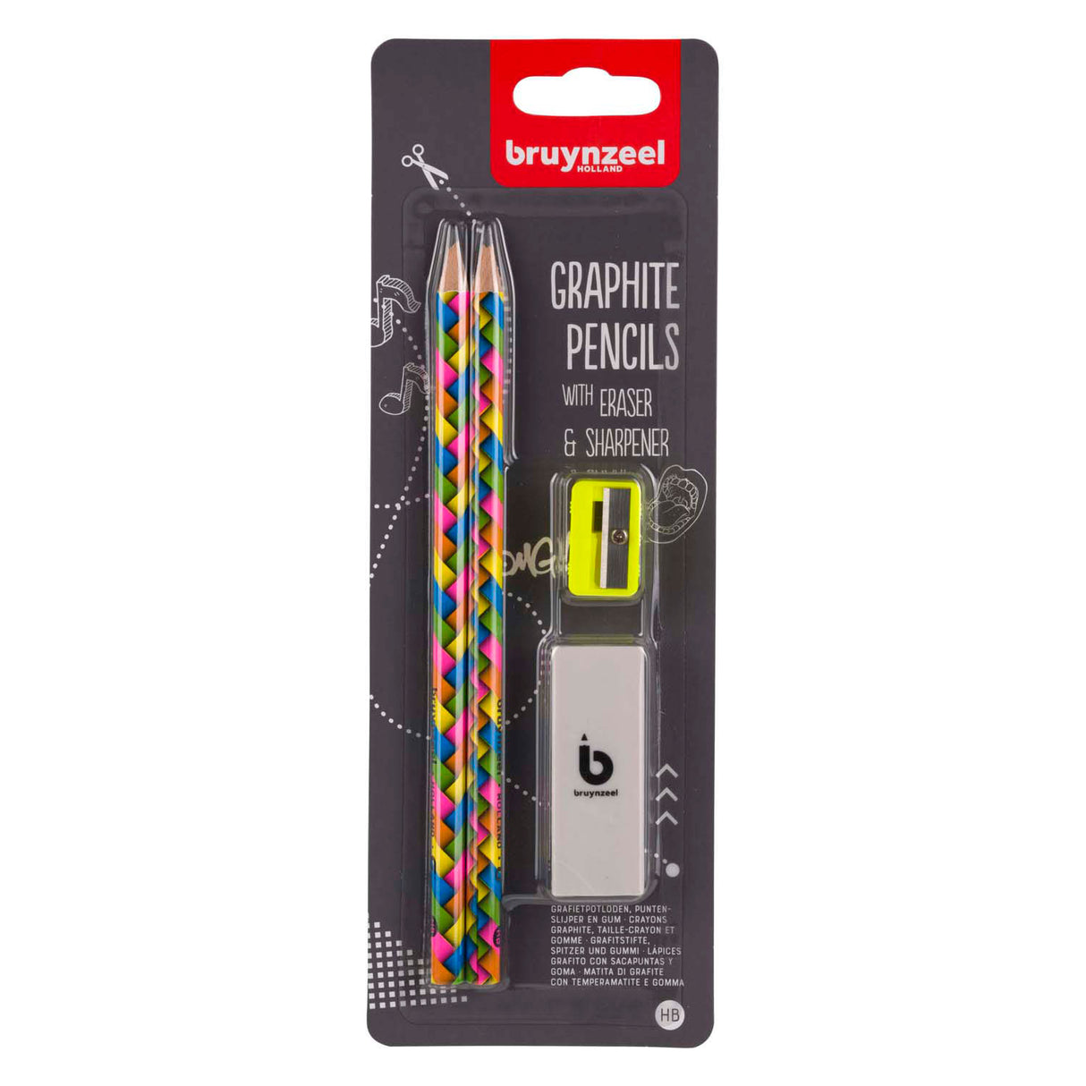Ensemble de crayons graphite Bruynzeel néon