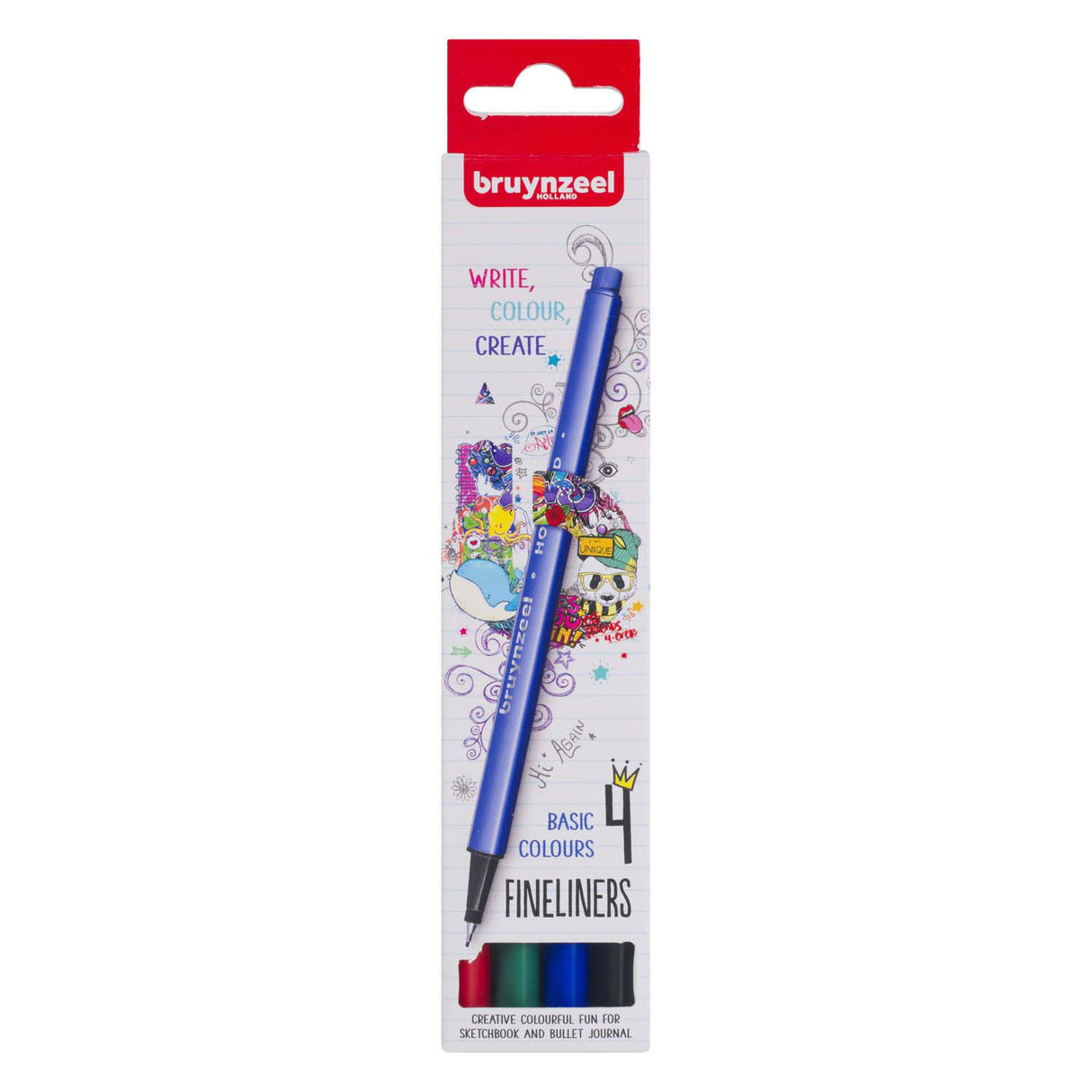 Set de feutres fins Bruynzeel 4 couleurs