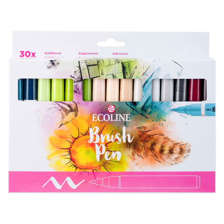 Bruynzeel ecoline set de stylos pinceaux supplémentaires, 30 couleurs