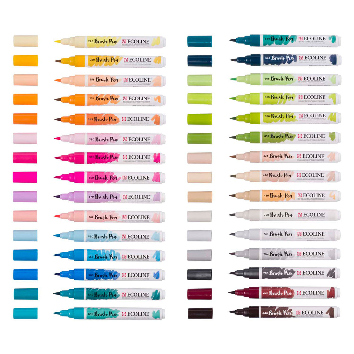 Bruynzeel ecoline set de stylos pinceaux supplémentaires, 30 couleurs