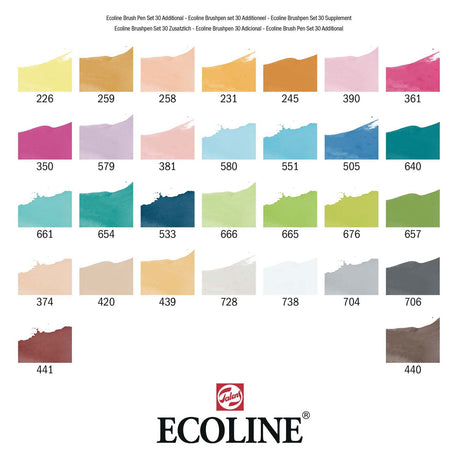 Bruynzeel ecoline set de stylos pinceaux supplémentaires, 30 couleurs
