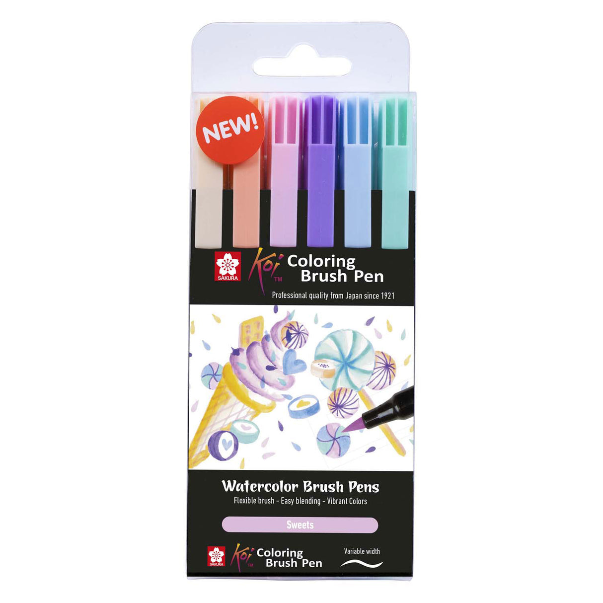 Sakura koi – ensemble de stylos pinceaux de coloration, bonbons, 6 couleurs