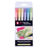 Sakura koi – ensemble de stylos pinceaux de coloration, pastel, 6 couleurs