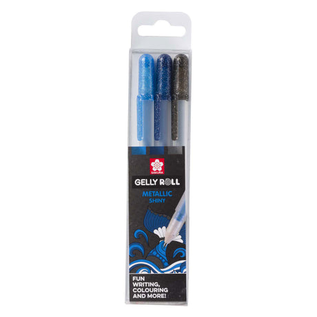 Sakura gelly roll métallisé lot de 3 stylos gel océan