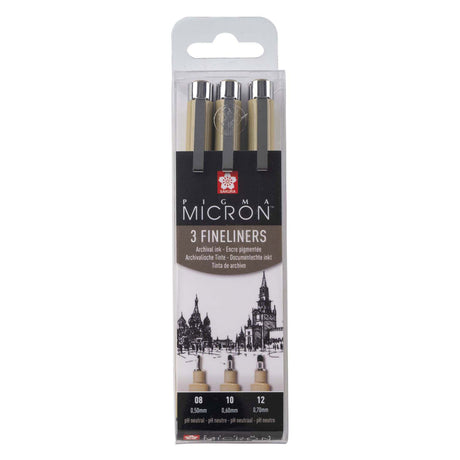 Sakura pigma micron trousse 3 fineliners noir 08-10-12 large