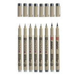 Ensemble de feutres fins Sakura pigma micron | 8 stylos, gris froid clair gris froid