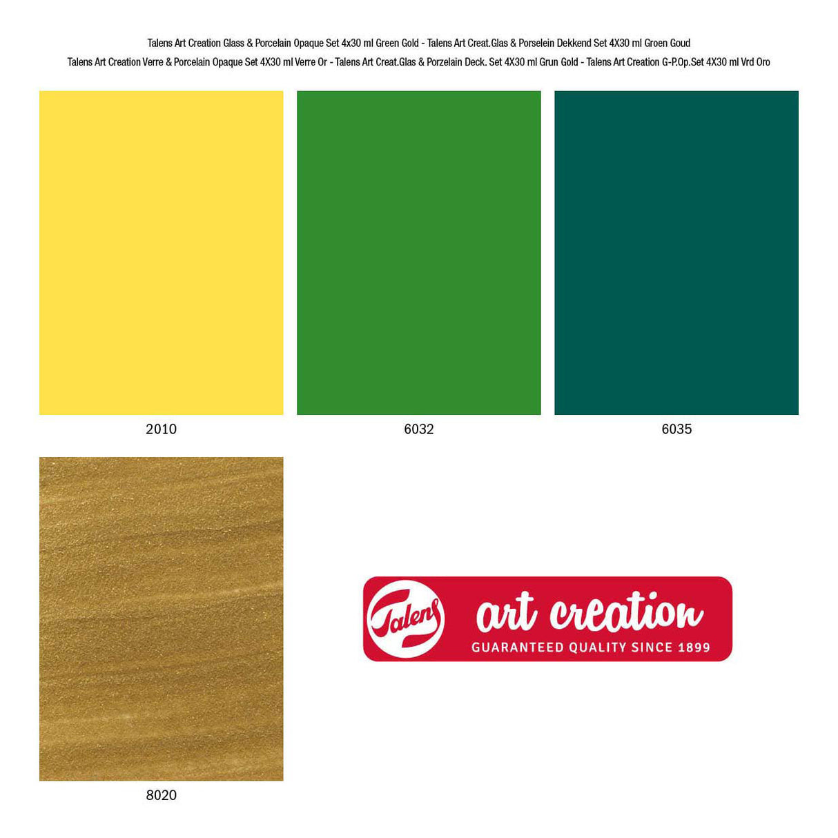 Talens art creat.verre porcelaine opaque 4x30ml vert or