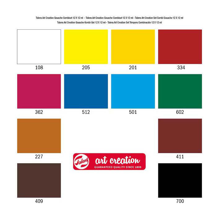 Talens art création gouache coffret combiné 12x12ml