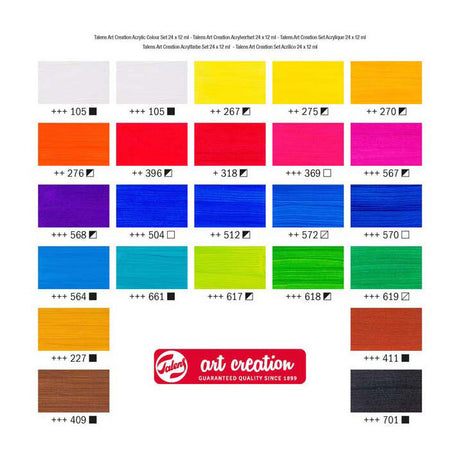 Ensemble de peinture acrylique de création artistique Talens | 24 x 12 ml