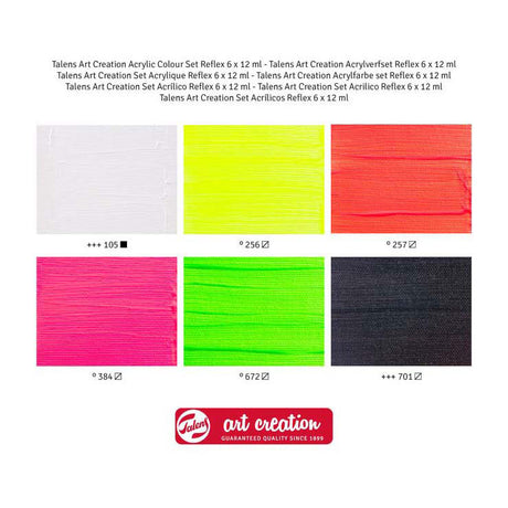 Talens art création ensemble de peinture acrylique reflex, 6x12ml