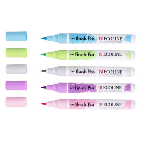 Set de stylos pinceaux Ecoline pastel, 5 couleurs