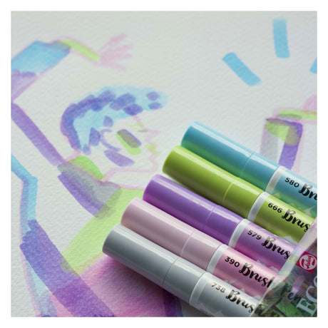 Set de stylos pinceaux Ecoline pastel, 5 couleurs